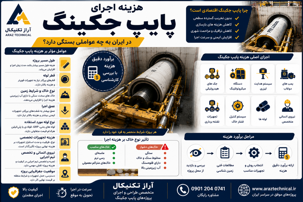 هزینه اجرای پایپ جکینگ در ایران به چه عواملی بستگی دارد؟
