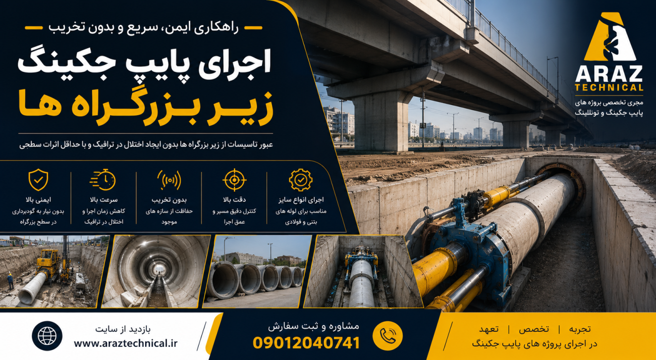 اجرای پایپ جکینگ زیر بزرگراه‌ها