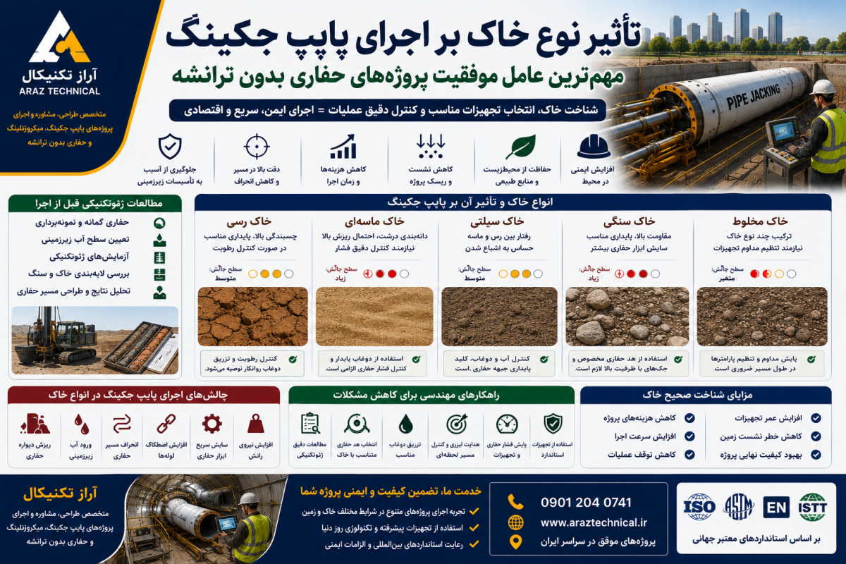 تأثیر نوع خاک بر اجرای پایپ جکینگ