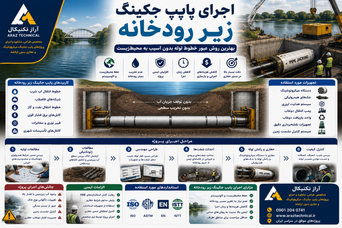اجرای پایپ جکینگ زیر رودخانه