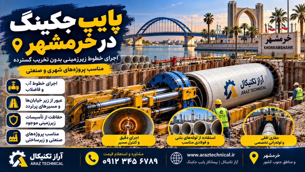 پایپ جکینگ در خرمشهر؛ اجرای لوله‌رانی و حفاری افقی بدون تخریب گسترده